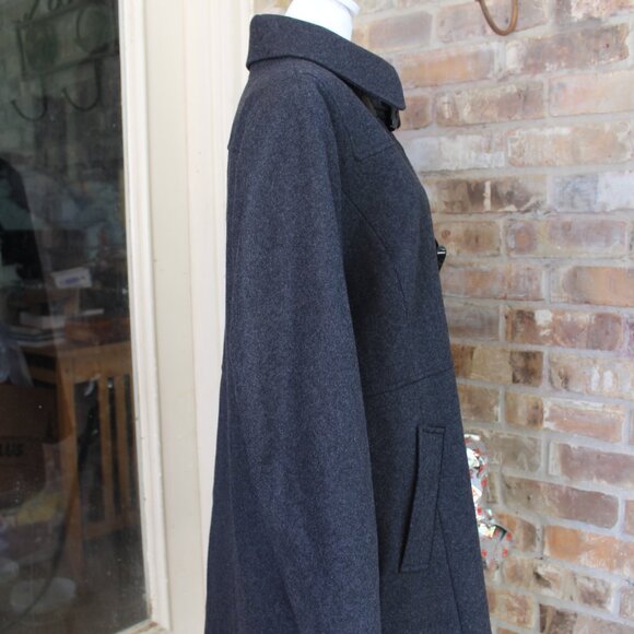 Nautica Women's Wool Coat XL Dark Gray Lined Slash Pockets - Picture 6 of 11